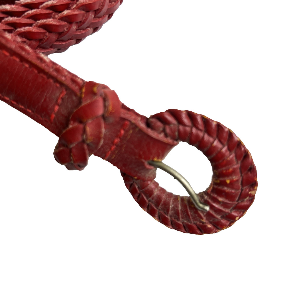 Vintage 90's Red Braided Leather Belt Adjustable 41" Total Length Western Casual
